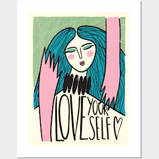 Love yourself, Inspirational art, Motivational quotes, Aesthetic poster, Woman art, Affirmation Posters and Art